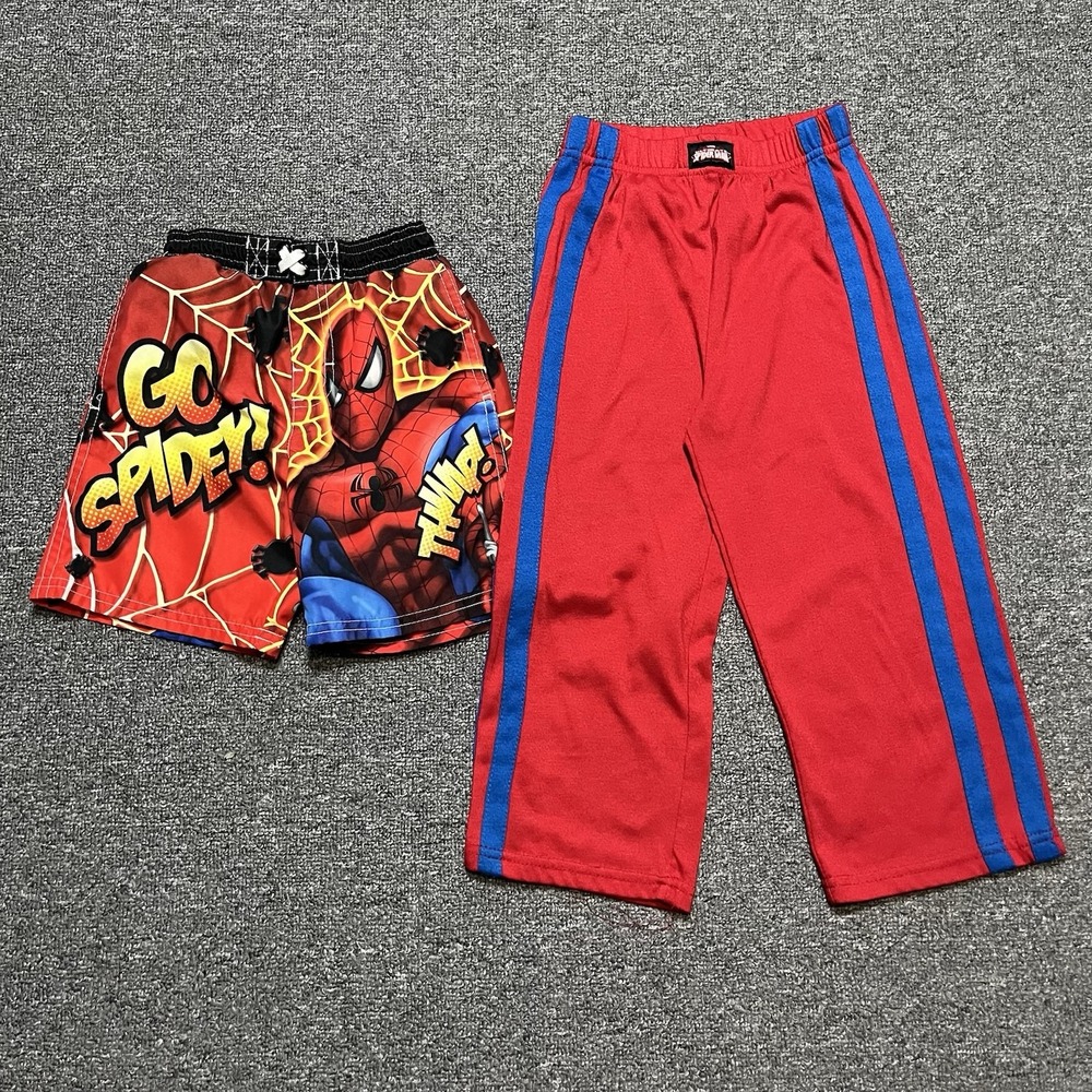 Marvel Spider-Man Boys Shorts & Track Pants Set Red Blue Sizes 18M & 4/5